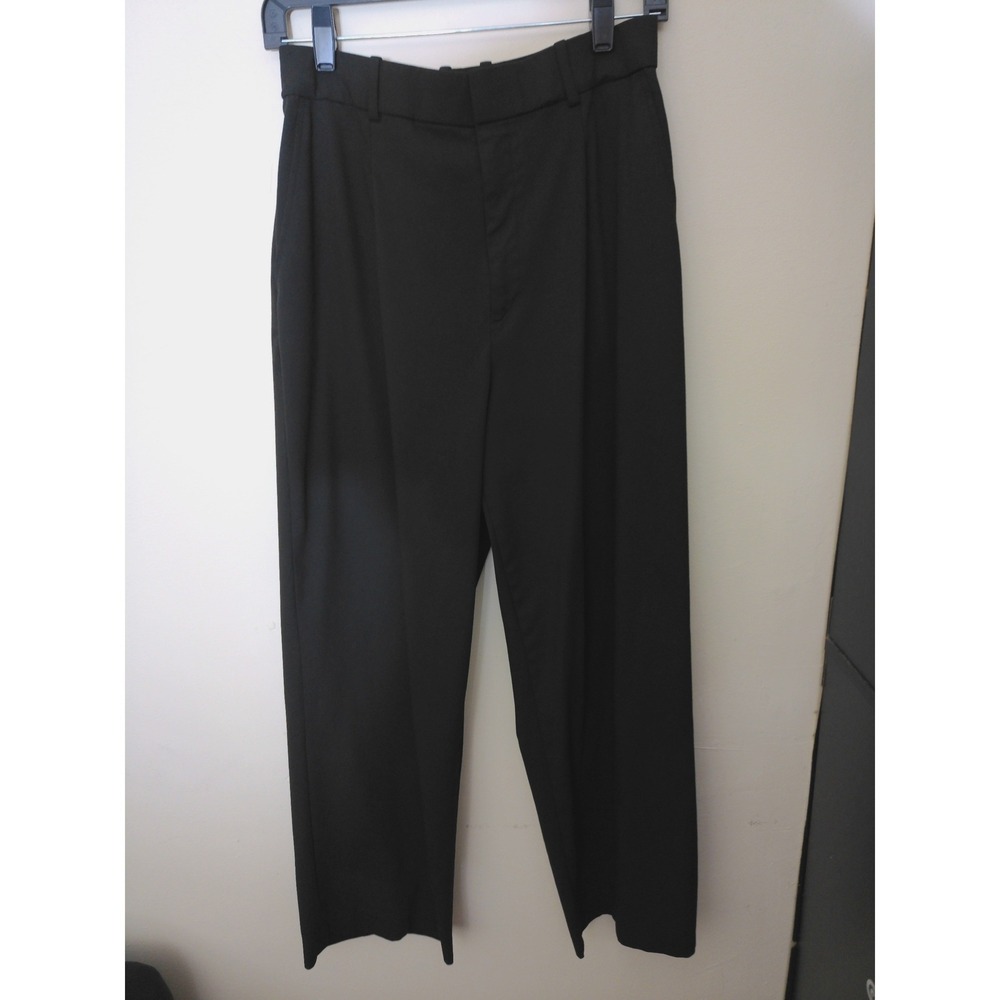 Uniqlo Pleated Wide Leg Trousers Womens 28 Black Minimalist Office High Rise